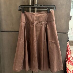 White House Black Market Brown A-line Midi Skirt with Pleats for Cocktail